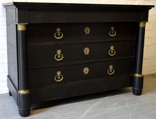19thC French Empire Marble top painted Commode/ chest of drawers