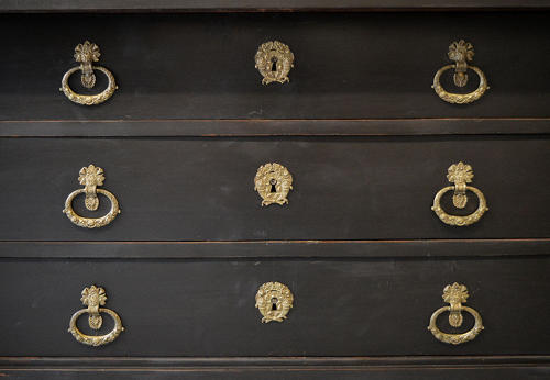 19thC French Empire Marble top painted Commode/ chest of drawers