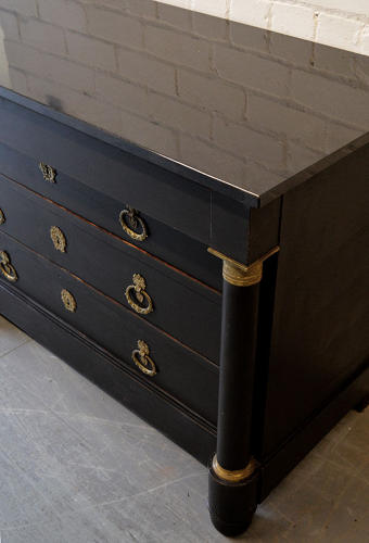 19thC French Empire Marble top painted Commode/ chest of drawers