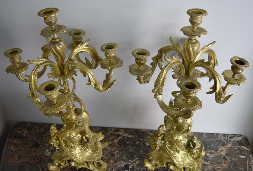 Pair of 19thC Louis XV style Gilt Candelabra