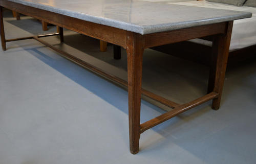 Large 19th Century Oak & Zinc Farmhouse Table