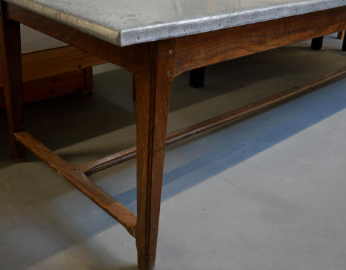 Large 19th Century Oak & Zinc Farmhouse Table