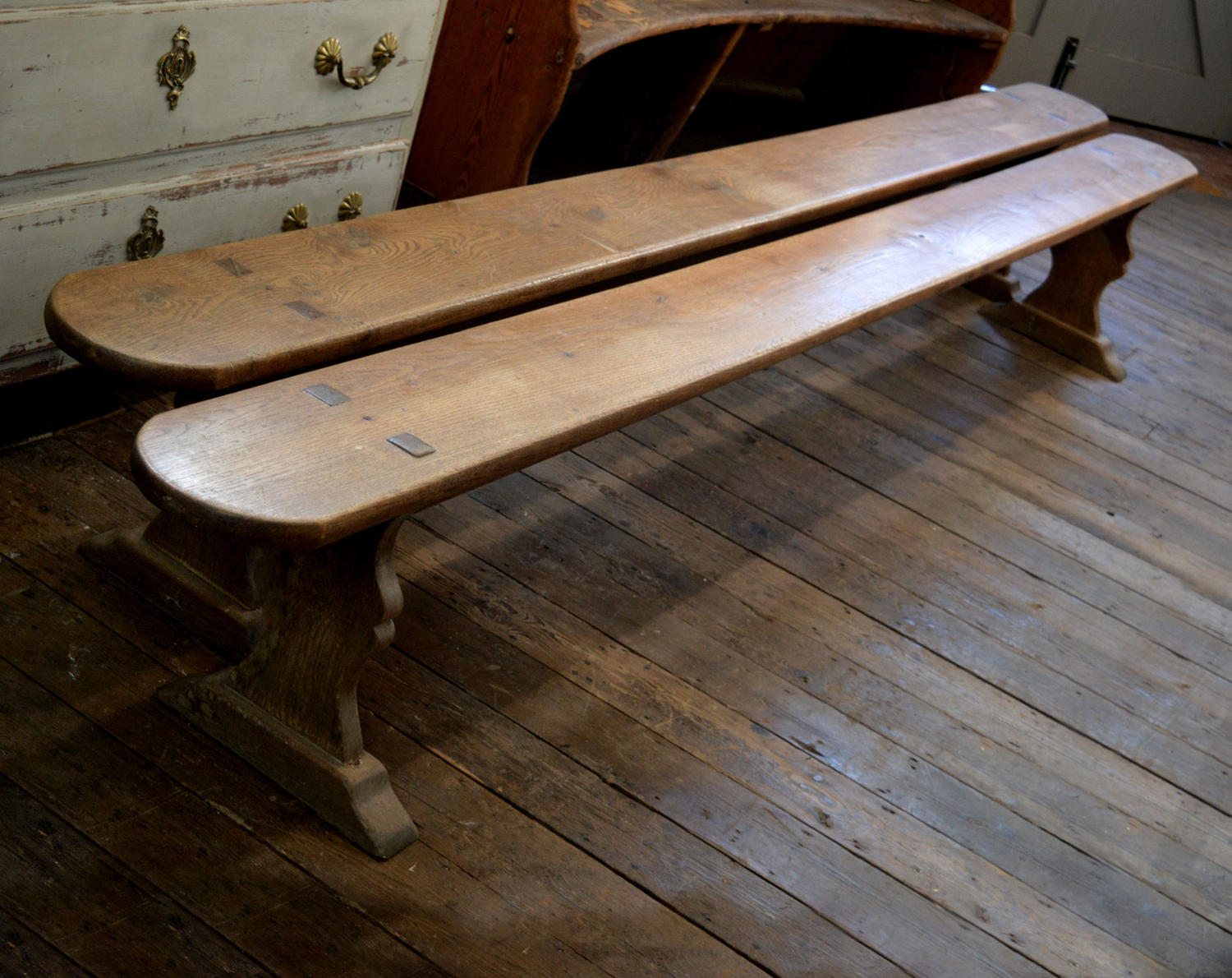 Pair of Large 19thC Oak benches