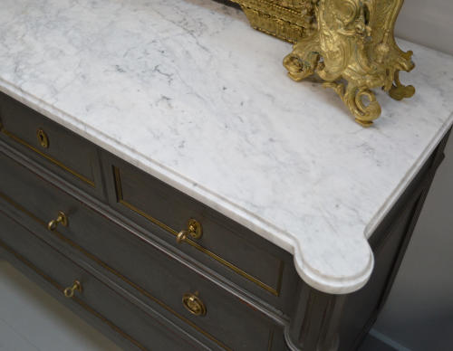 Louis XVI style marble top commode