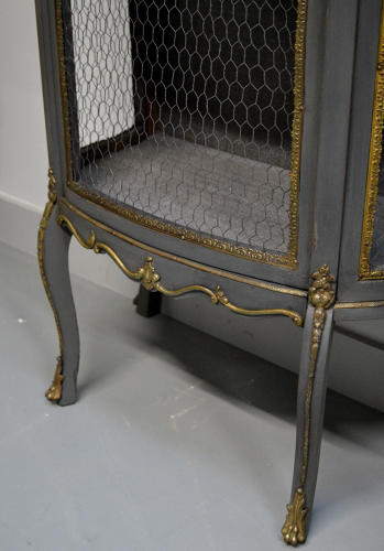 19th Century Louis XVI style wire bow front display cabinet
