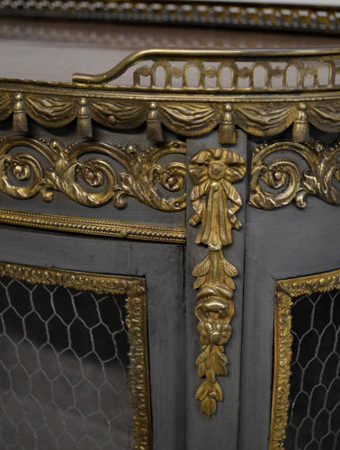 19th Century Louis XVI style wire bow front display cabinet