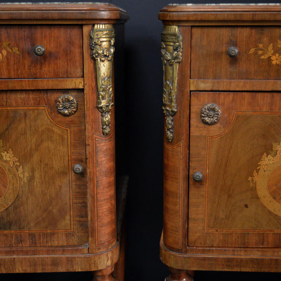 Pair of Empire style marble top bedsides