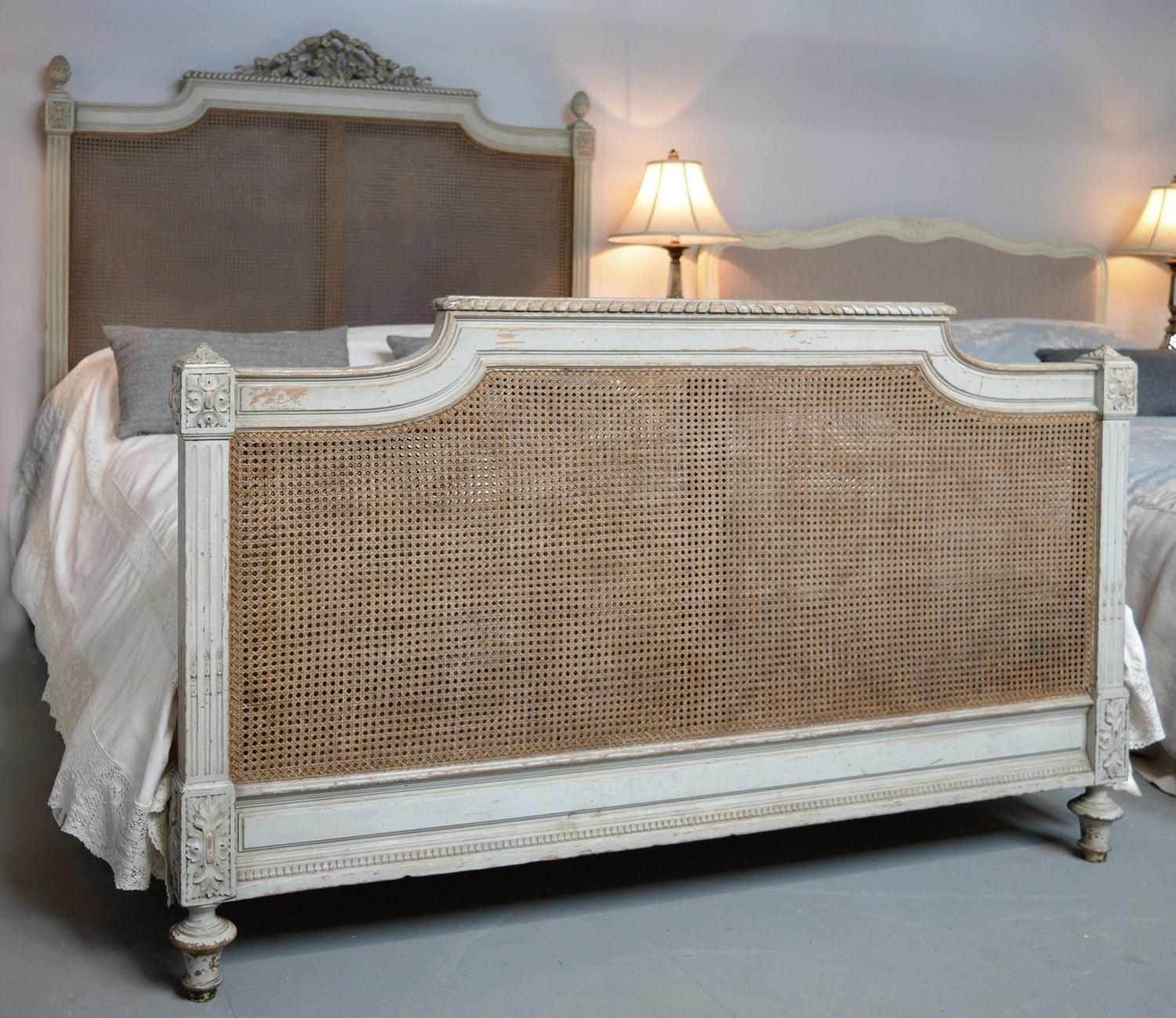 19th Century King-size French Cane Bedstead