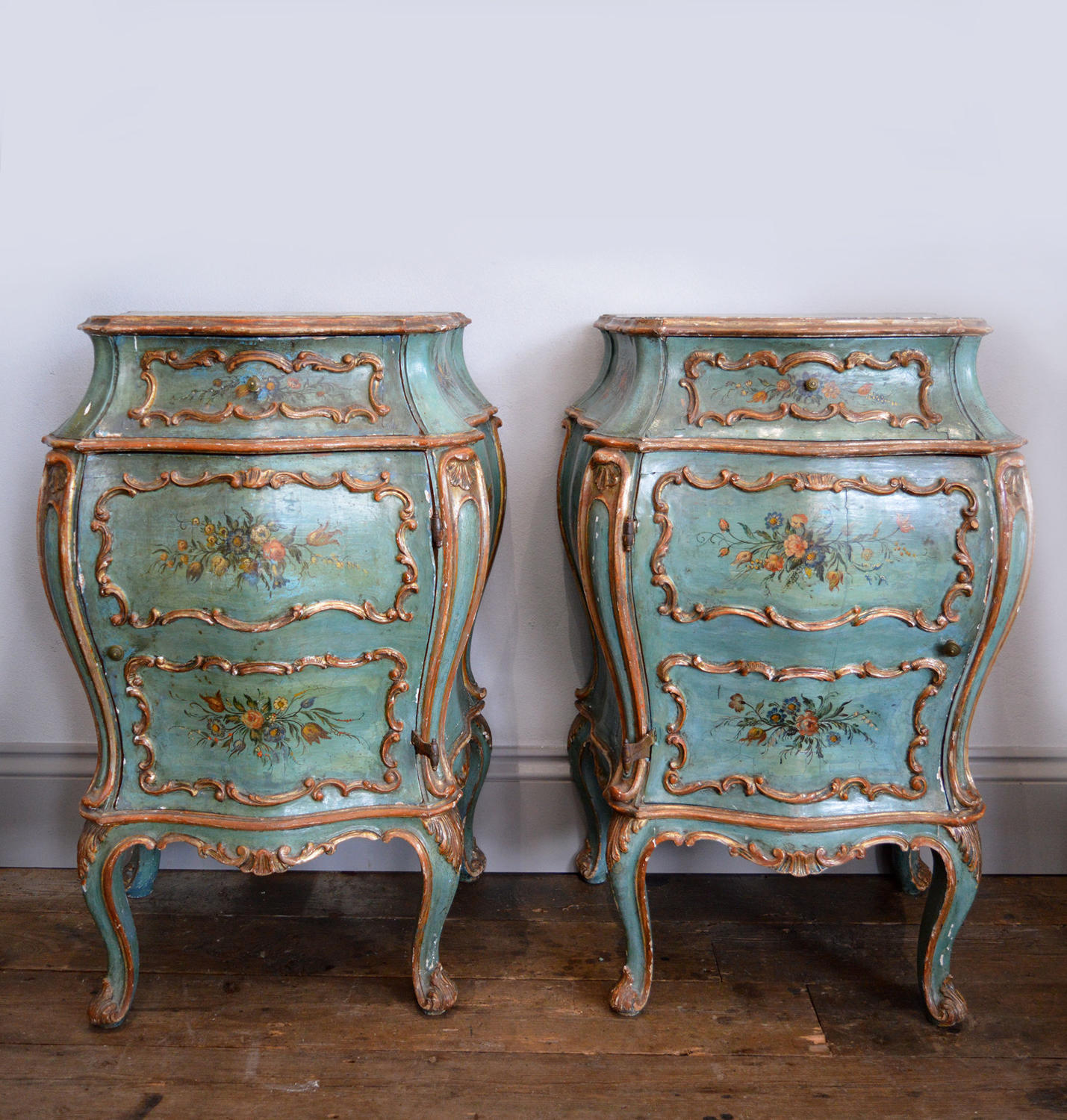 Pair of Hand Painted Venetian Bedside cabinets