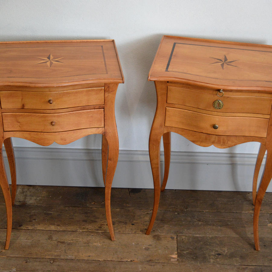 Solid Cherry Louis XV style bedside tables