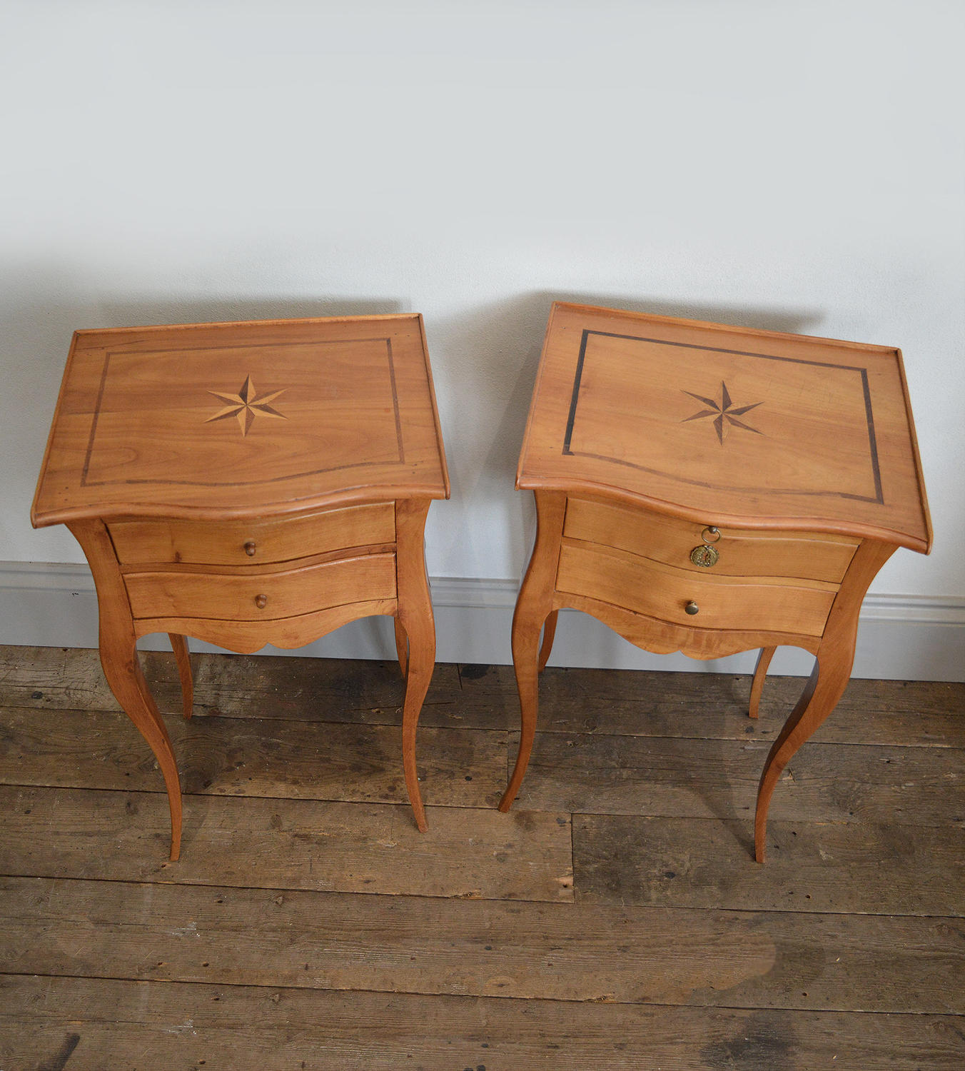 Solid Cherry Louis XV style bedside tables