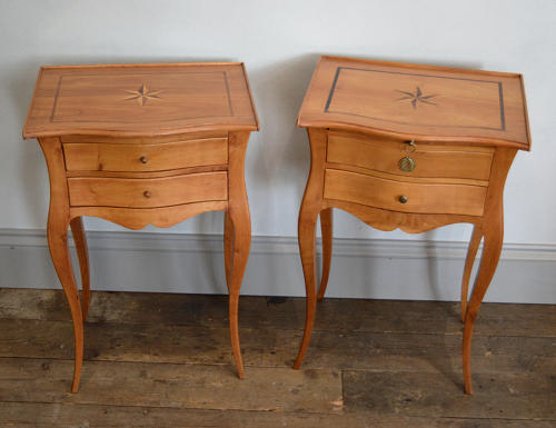 Solid Cherry Louis XV style bedside tables