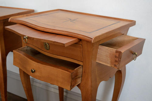 Solid Cherry Louis XV style bedside tables