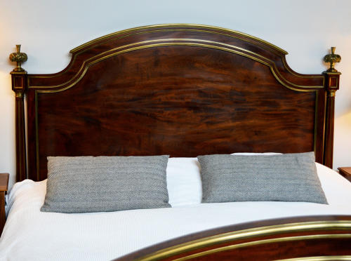 Large King-size 19th Century Flame Mahogany Henri II bedstead