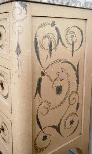 Italian Hand painted Louis XV style marble topped commode