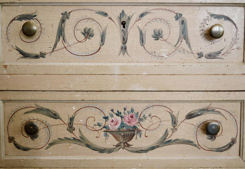 Italian Hand painted Louis XV style marble topped commode