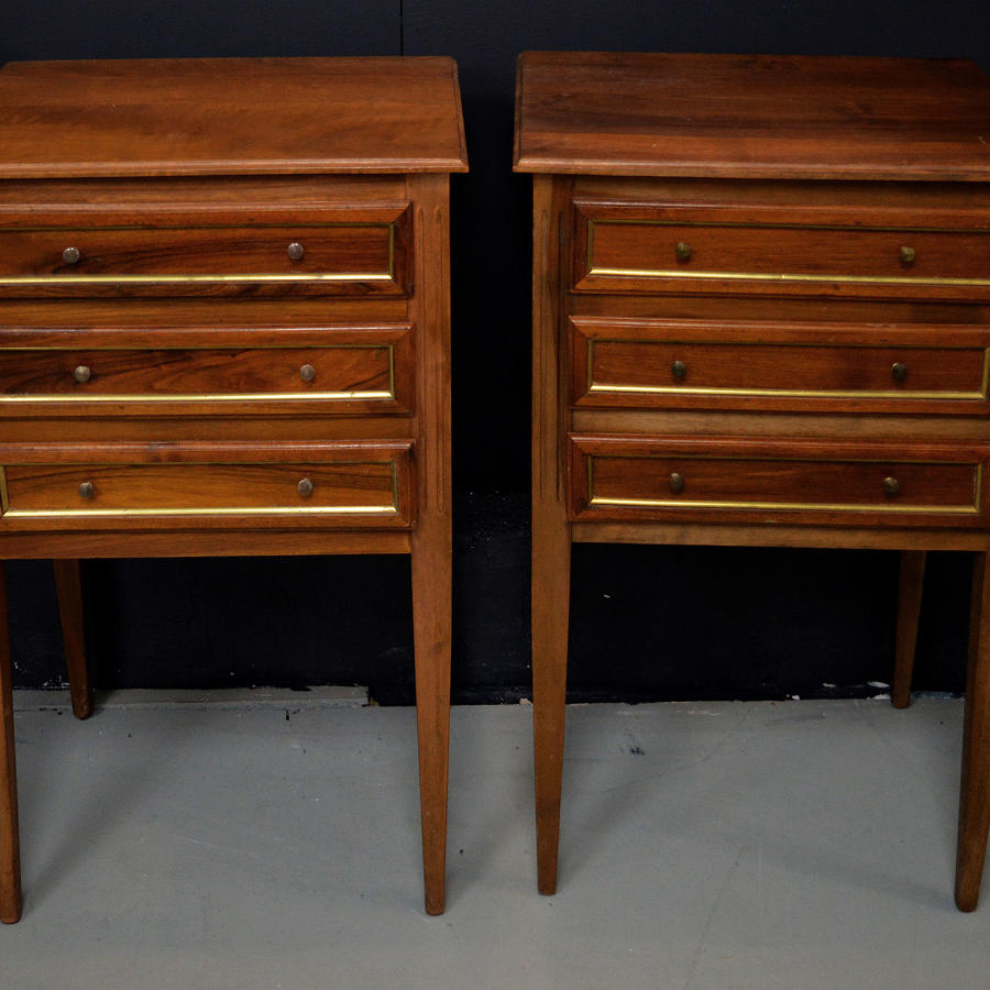 Pair of Solid walnut Directoire style bedside tables