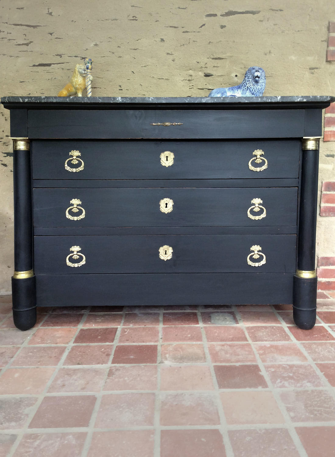 19th Century Empire Marble top Commode