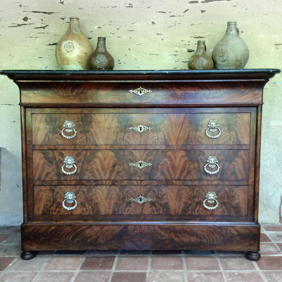 19thC Flame Mahogany Restoration Period Commode