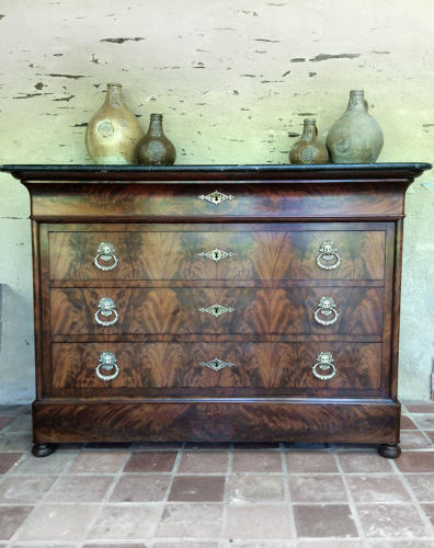 19thC Flame Mahogany Restoration Period Commode