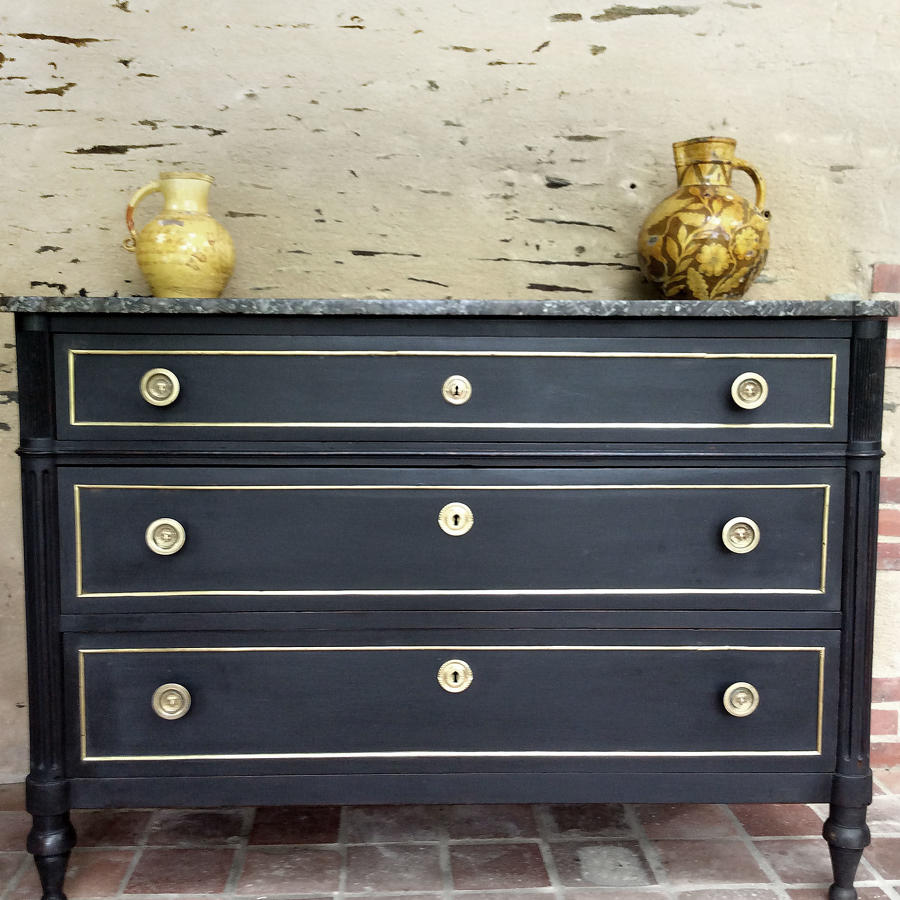 19th Century Louis XVI style marble top commode