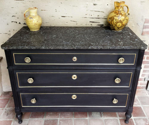 19th Century Louis XVI style marble top commode