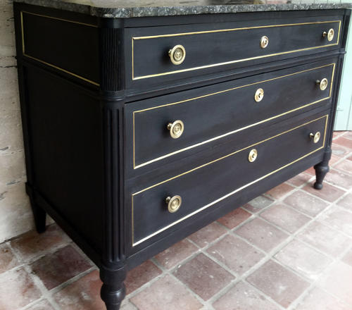 19th Century Louis XVI style marble top commode