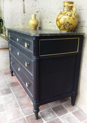 19th Century Louis XVI style marble top commode