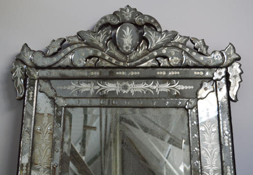 Antique Venetian Cushion Mirror c1910-20