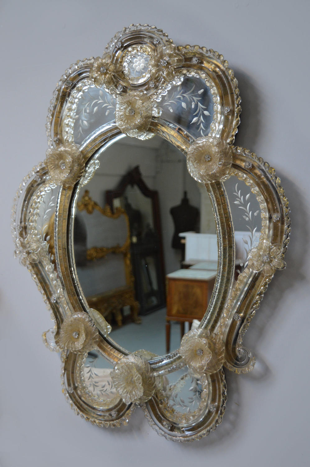 Early 20th Century Venetian Etched Wall mirror