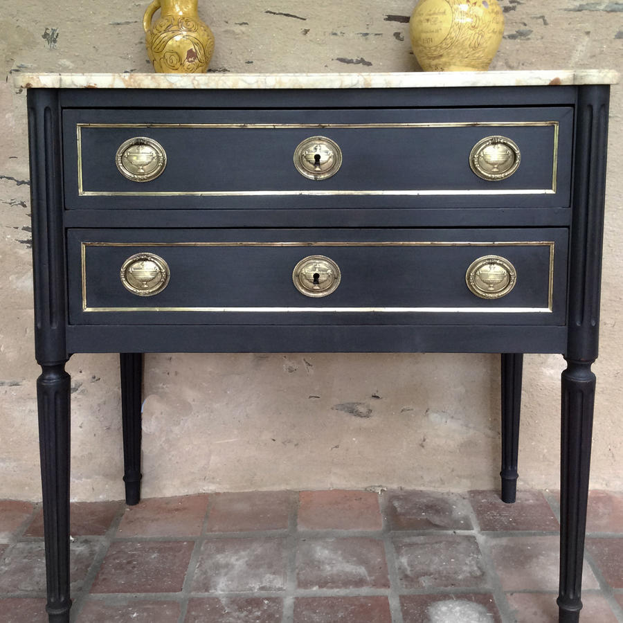 19th Century Louis XVI style marble top commode