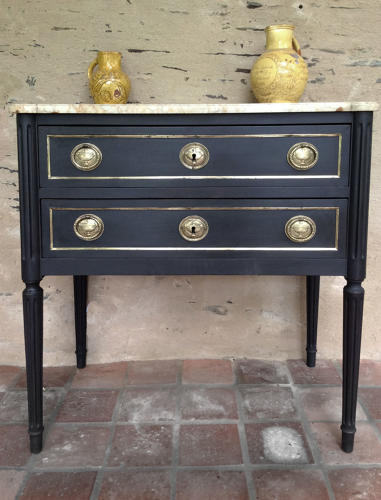 19th Century Louis XVI style marble top commode