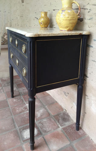 19th Century Louis XVI style marble top commode