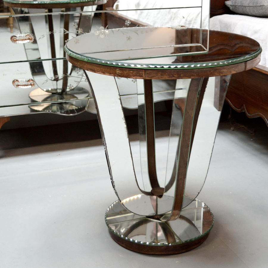 Original Art Deco Mirrored Lamp Table