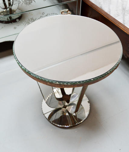 Original Art Deco Mirrored Lamp Table