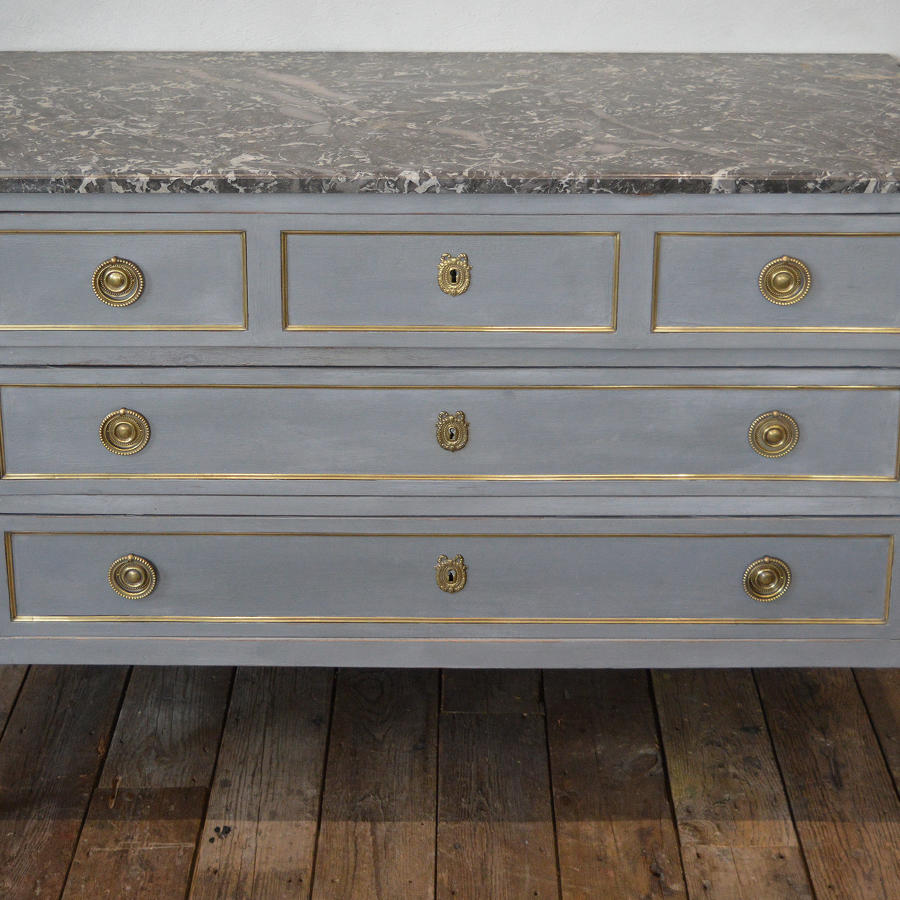 Late 19th Century Louis XVI style marble top commode