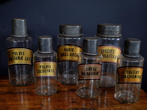 Set of six 19th Century Apothecary Jars