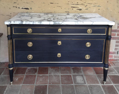 Louis XVI style marble top commode