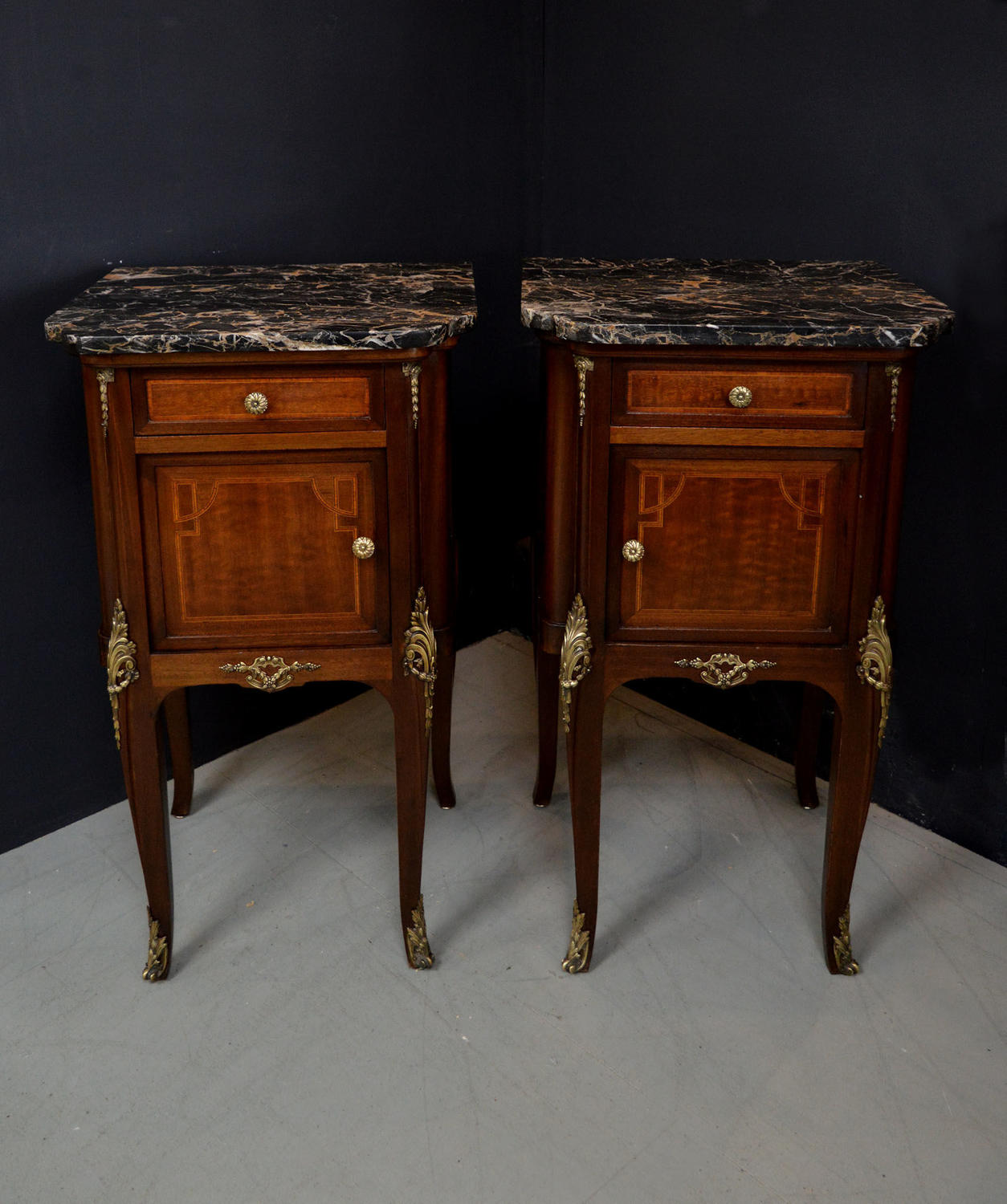 Pair of Mahogany Louis XVI style Bedside Cabinets