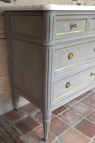 Louis XVI style painted marble top commode