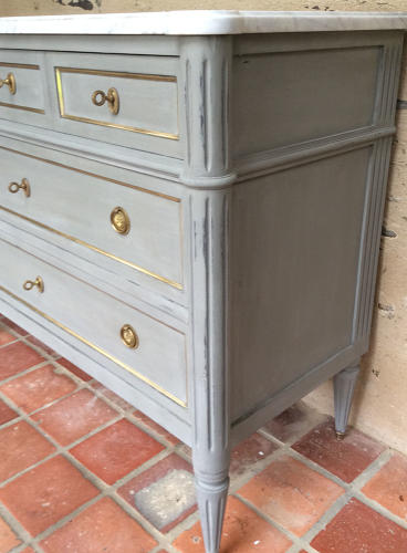 Louis XVI style painted marble top commode