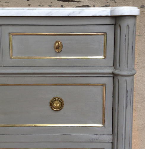 Louis XVI style painted marble top commode