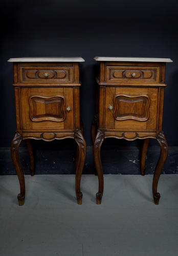 Pair of Oak Louis XV style Bedside Cabinets c1900