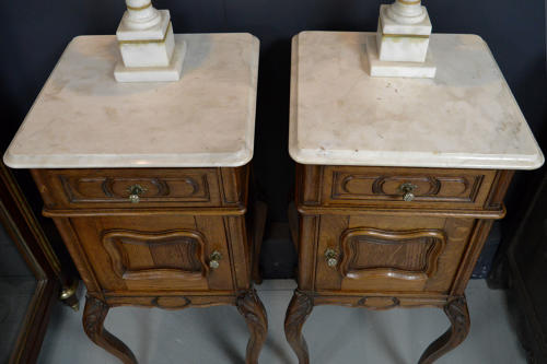 Pair of Oak Louis XV style Bedside Cabinets c1900