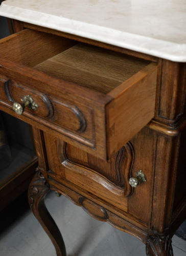 Pair of Oak Louis XV style Bedside Cabinets c1900
