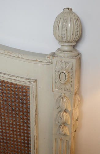 King size Louis XVI style cane bedstead c1900