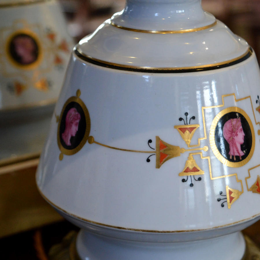 Pair of 19th Century Napoleon III Porcelain lamps