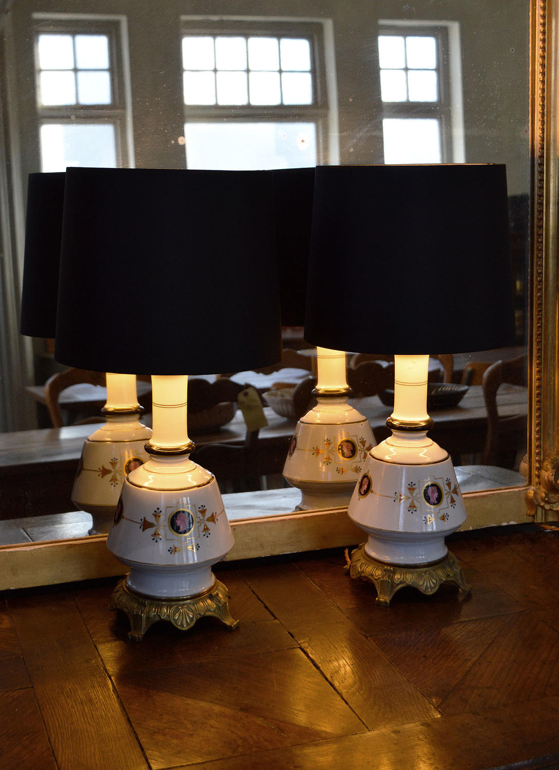 Pair of 19th Century Napoleon III Porcelain lamps