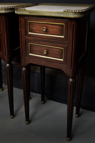 Small pair of mahogany Louis XVI style bedsides