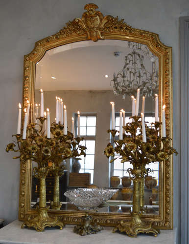 Large Pair of 19th Century Gilt Bronze Candelabra